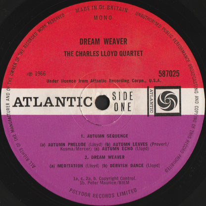 The Charles Lloyd Quartet : Dream Weaver (LP, Album, Mono)