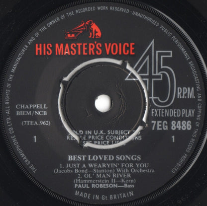Paul Robeson : Best Loved Songs (7", EP, RP, Kno)