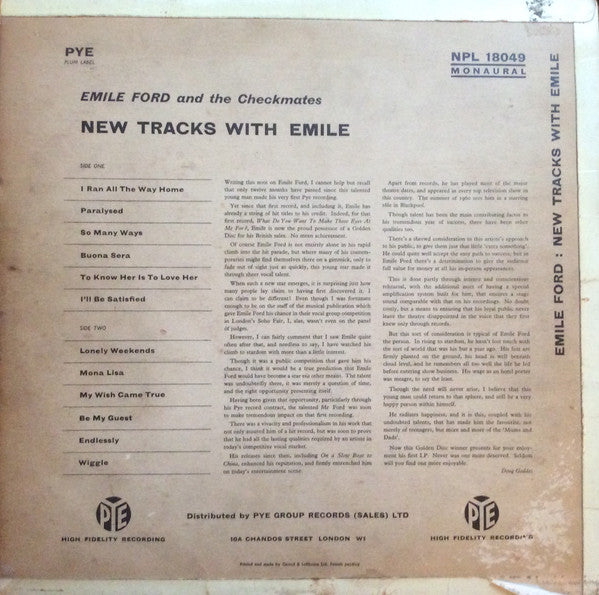 Emile Ford & The Checkmates : New Tracks With Emile (LP)