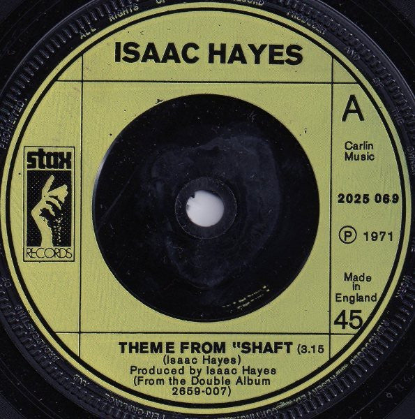 Isaac Hayes : Theme From Shaft (7", RP, Inj)