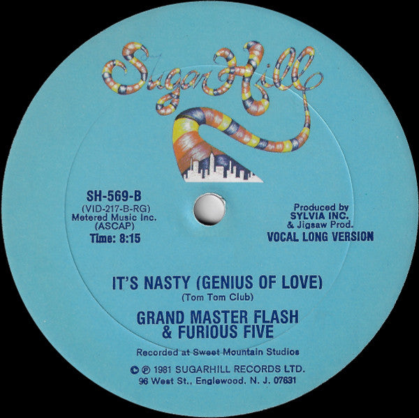 Grandmaster Flash & The Furious Five : It's Nasty (Genius Of Love) (12", Blu)