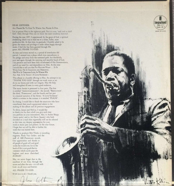 John Coltrane : A Love Supreme (LP, Album, RE, Gat)
