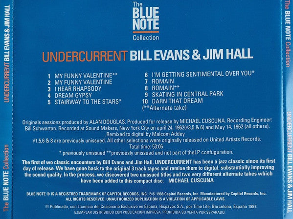 Bill Evans & Jim Hall : Undercurrent (CD, Album, RE)