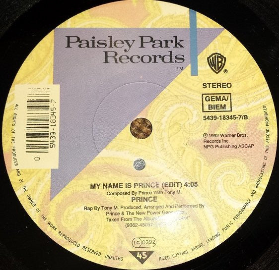 Prince : Peach (7", Single, WMM)