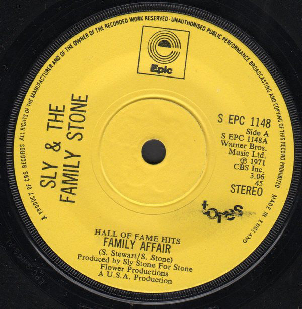 Sly & The Family Stone : Family Affair / Dance To The Music (7", Single, RE, Sol)