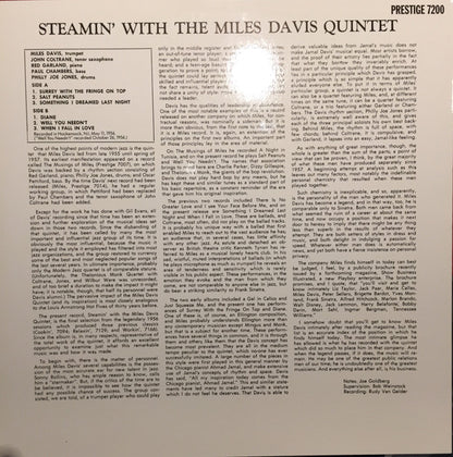 The Miles Davis Quintet : Steamin' With The Miles Davis Quintet (LP, Album, Mono, RE, RM, 180)
