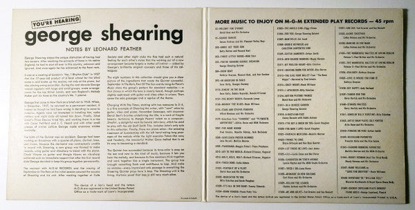 The George Shearing Quintet : You're Hearing George Shearing (2x7", Album, EP)