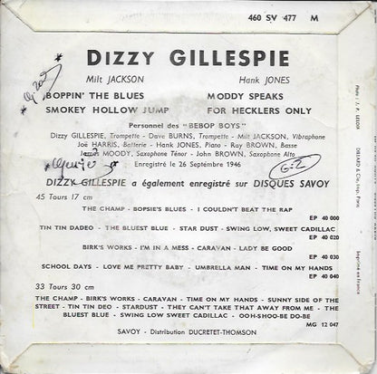 Dizzy Gillespie : Boppin' The Blues (7", EP)