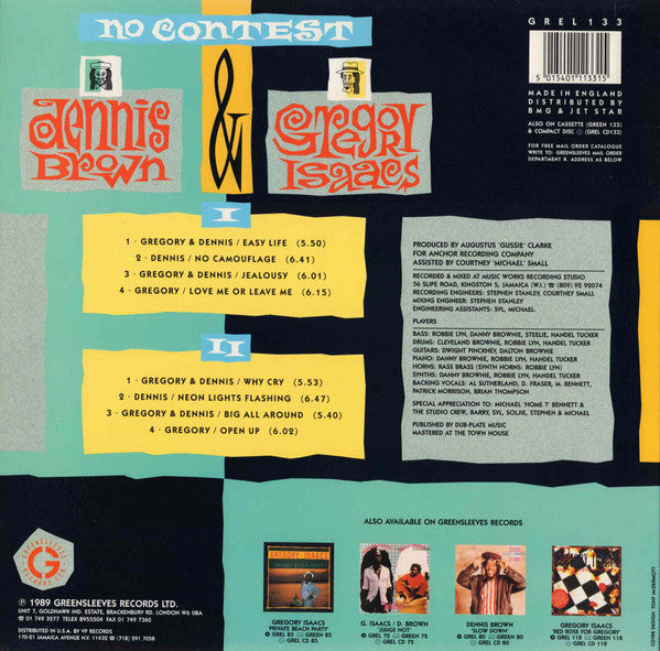 Gregory Isaacs & Dennis Brown : No Contest (LP, Album)