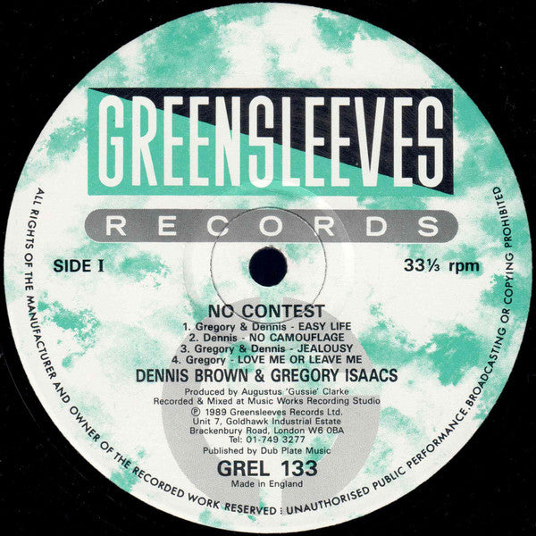 Gregory Isaacs & Dennis Brown : No Contest (LP, Album)