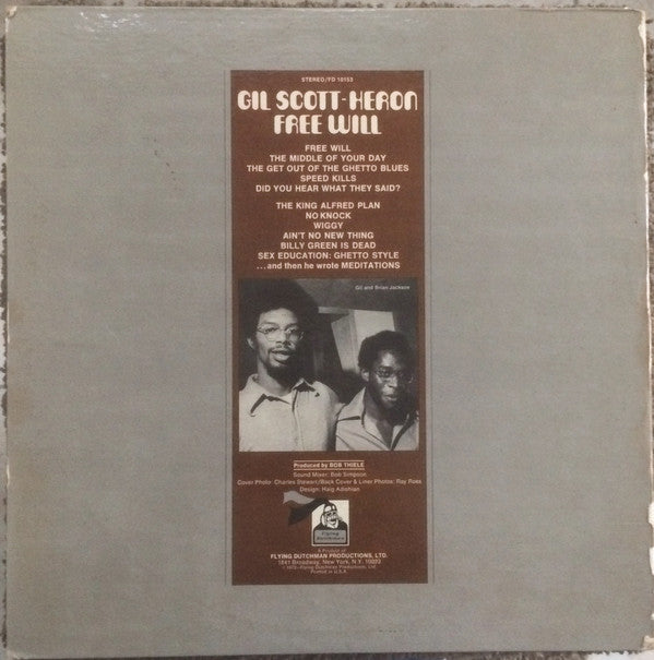 Gil Scott-Heron : Free Will (LP, Album, Gat)