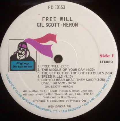 Gil Scott-Heron : Free Will (LP, Album, Gat)