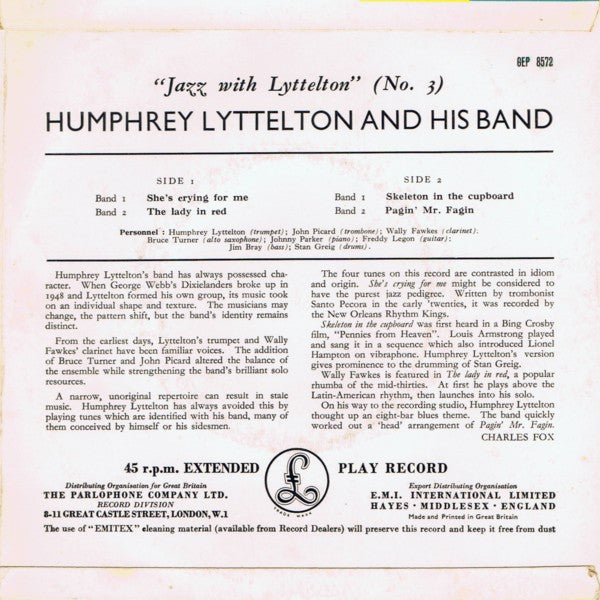 Humphrey Lyttelton And His Band : Jazz With Lyttelton (No. 3) (7", EP)