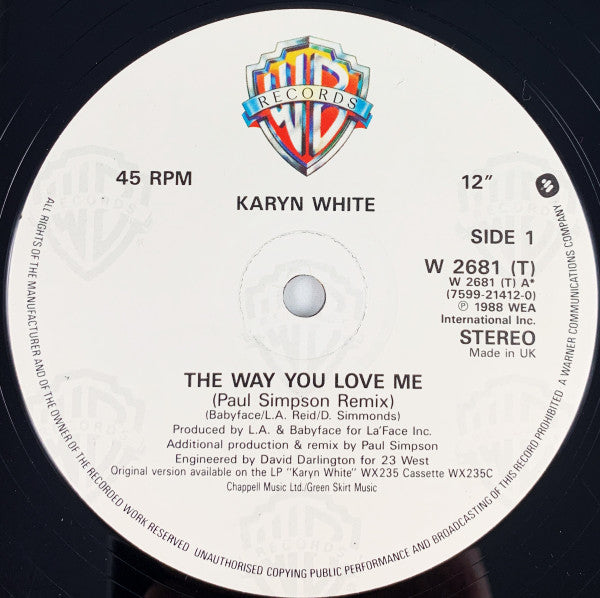 Karyn White : The Way You Love Me (12")