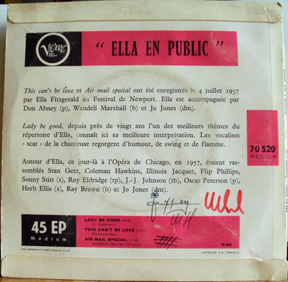 Ella Fitzgerald : Ella En Public (7", EP)