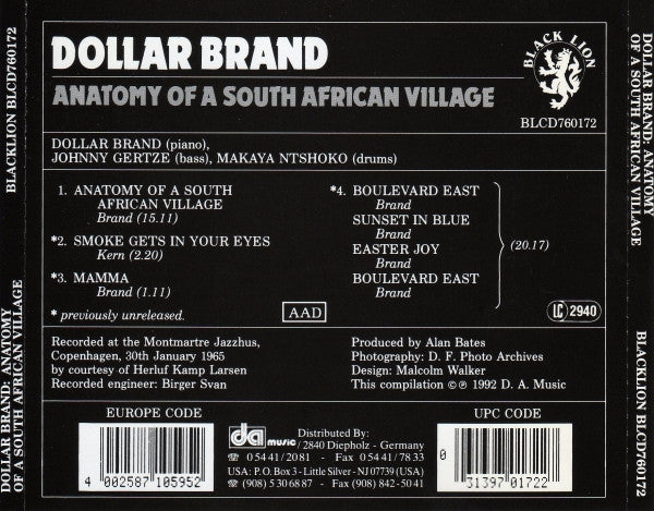 Dollar Brand : Anatomy Of A South African Village  (CD, Album)