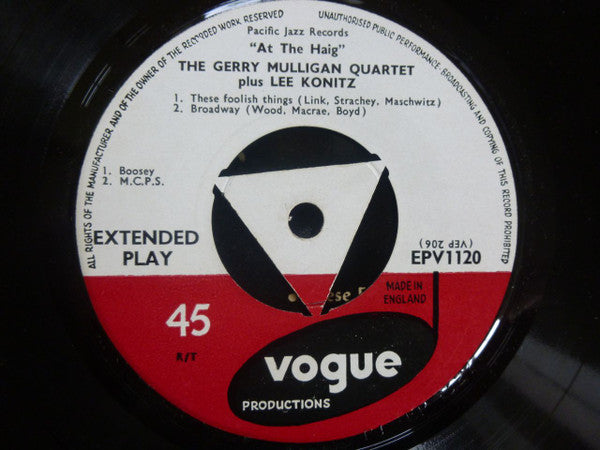 Lee Konitz Plays With Gerry Mulligan Quartet : Lee Konitz Plays With The Gerry Mulligan Quartet (7", EP)