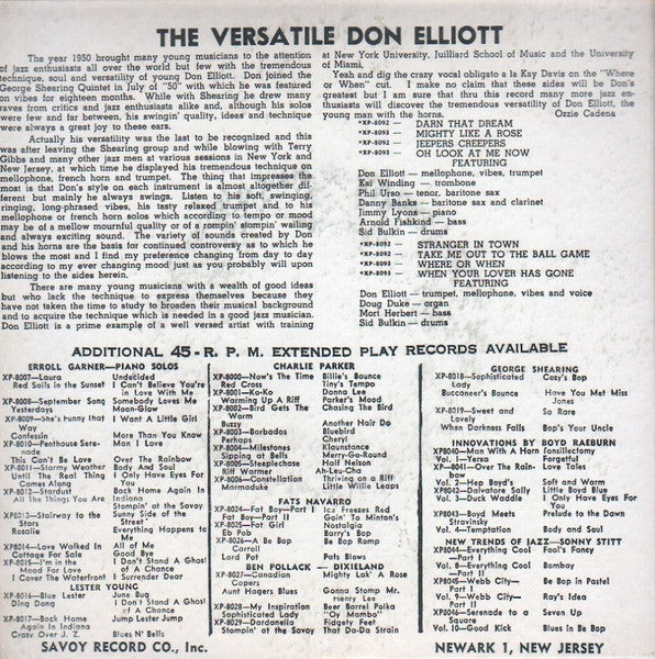 Don Elliott : The Versatile Don Elliott (7", EP, Mono)