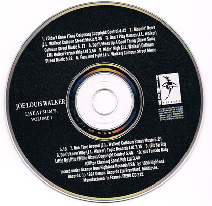 Joe Louis Walker : Live At Slim's Volume 1 (CD, Album)