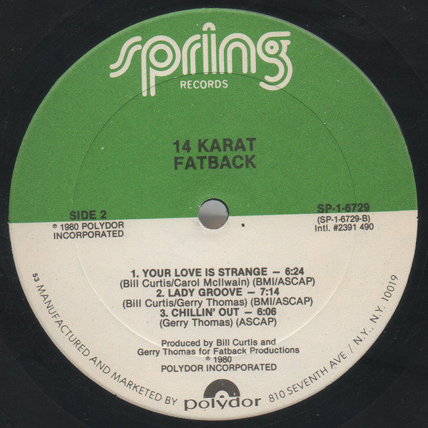 The Fatback Band : 14 Karat (LP, Album, 53 )