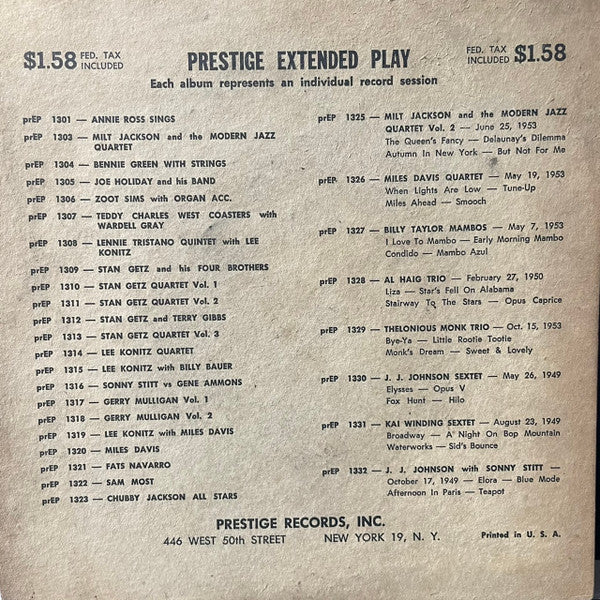 Gerry Mulligan : Vol. 1 (7", EP)