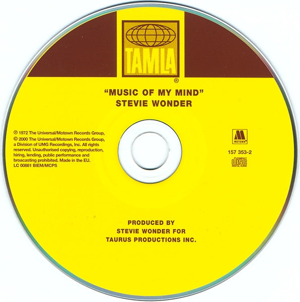 Stevie Wonder : Music Of My Mind (CD, Album, RE, RM)