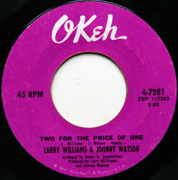 Larry Williams & Johnny Watson : Two For The Price Of One  (7", Single, RE)