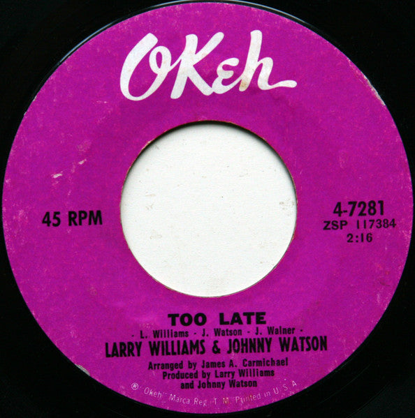 Larry Williams & Johnny Watson : Two For The Price Of One  (7", Single, RE)