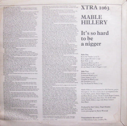 Mable Hillery : It's So Hard To Be A Nigger (LP, Album)