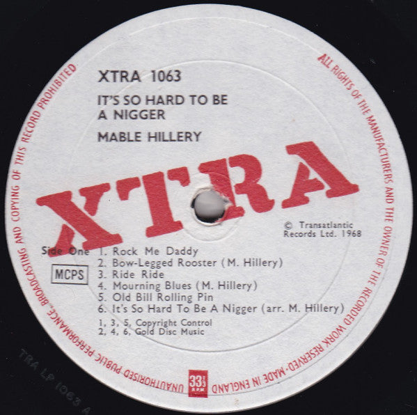 Mable Hillery : It's So Hard To Be A Nigger (LP, Album)