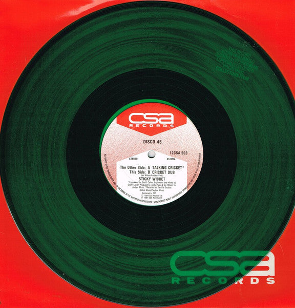 Sticky Wicket (2) : Talking Cricket / Cricket Dub (12", Ltd, Gre)