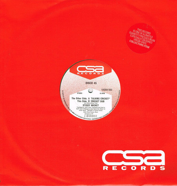 Sticky Wicket (2) : Talking Cricket / Cricket Dub (12", Ltd, Gre)