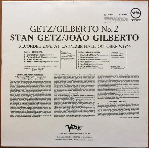 Stan Getz / João Gilberto : Getz / Gilberto #2 (LP, Album, RE)