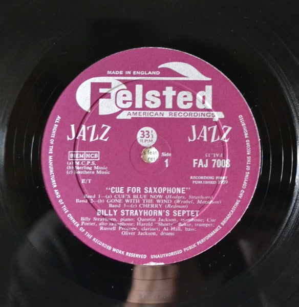 Billy Strayhorn's Septet : Cue For Saxophone (LP, Album, Mono)