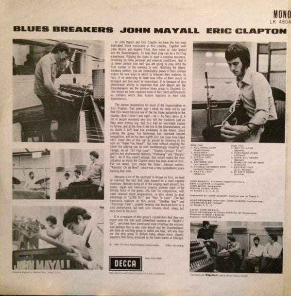 John Mayall With Eric Clapton : Blues Breakers (LP, Album, Mono)