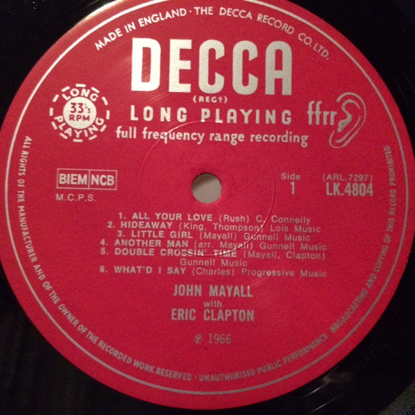 John Mayall With Eric Clapton : Blues Breakers (LP, Album, Mono)