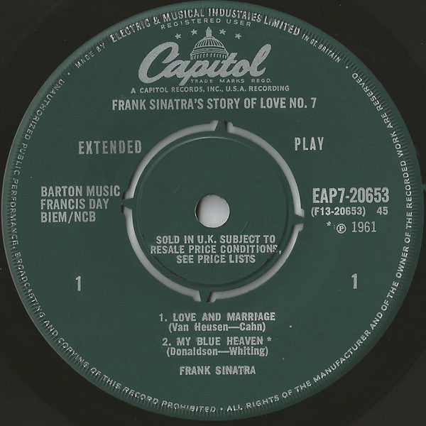 Frank Sinatra : Frank Sinatra's Story Of Love No. 7 (7", EP, Mono)