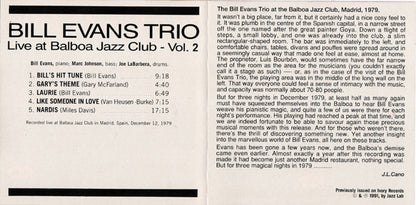 The Bill Evans Trio : Live At Balboa Jazz Club Vol. 2 (CD, Comp)