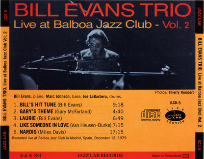 The Bill Evans Trio : Live At Balboa Jazz Club Vol. 2 (CD, Comp)