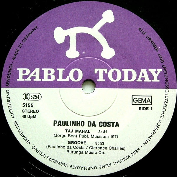 Paulinho da Costa : Taj Mahal / Groove / I'm Going To Rio (12", Maxi)