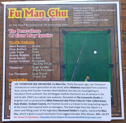 The Lee Thompson Ska Orchestra, Bitty Mclean : Fu Man Chu (CD, Single, Promo)