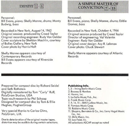 Bill Evans : Empathy + A Simple Matter Of Conviction (CD, Comp, RM)