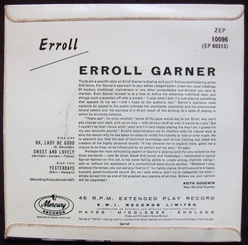 Erroll Garner : Erroll (7", EP, Mono)