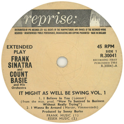 Frank Sinatra With Count Basie Orchestra : It Might As Well Be Swing Volume One (7", EP, Mono)