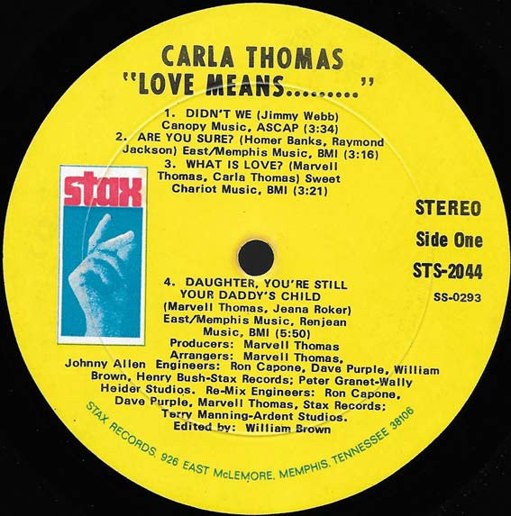 Carla Thomas : Love Means... (LP, Album, ARP)