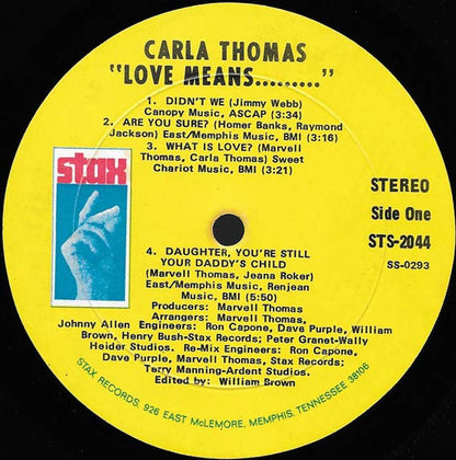 Carla Thomas : Love Means... (LP, Album, ARP)