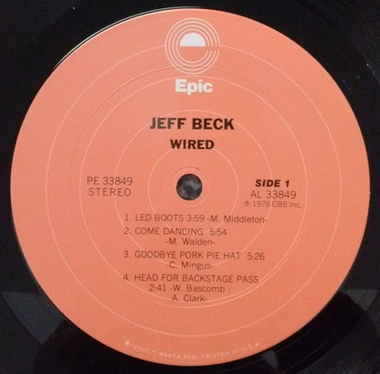 Jeff Beck : Wired (LP, Album, Pit)