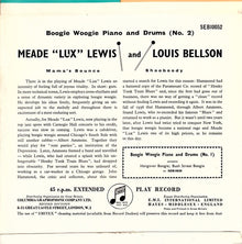 Meade "Lux" Lewis And Louis Bellson : Boogie Woogie Piano And Drums (No. 2) (7", EP)
