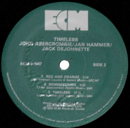 John Abercrombie / Jan Hammer / Jack DeJohnette : Timeless (LP, Album)