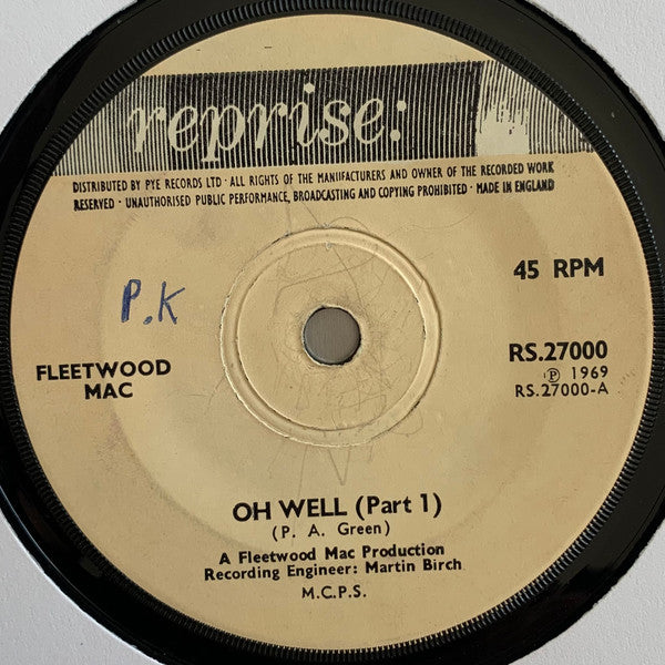 Fleetwood Mac : Oh Well (Parts 1 & 2) (7", Single, Sol)